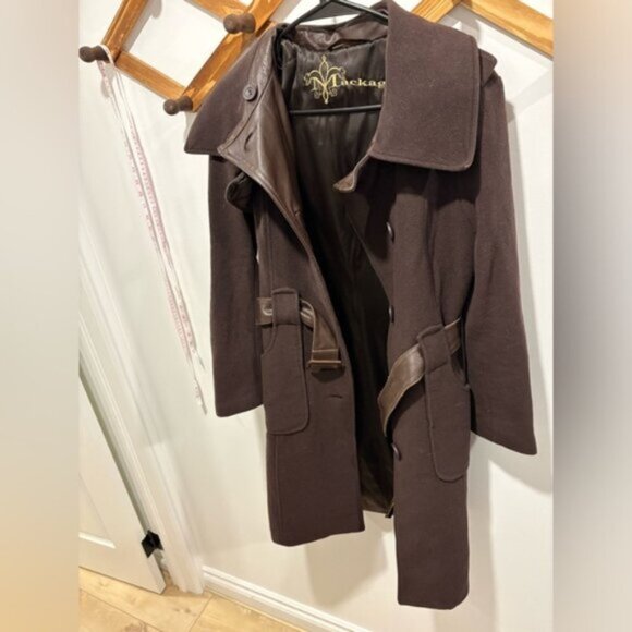 Mackage Women's Brown leather/wool/cashmere mix Coat - Picture 9 of 16